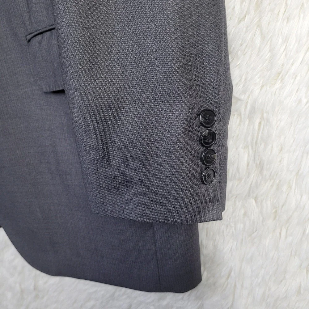 Saks Fifth Avenue BLACK Ermenegildo Zegna Grey Wool Suit Jacket Blazer 44L